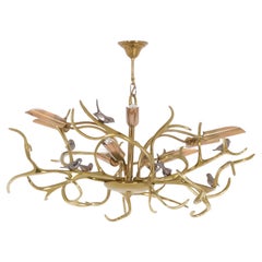Magnificent Brass Branches Chandelier by Willy Daro