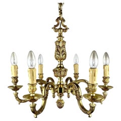 Magnifique lustre en bronze de style Empire  Pendentifs à six lumières