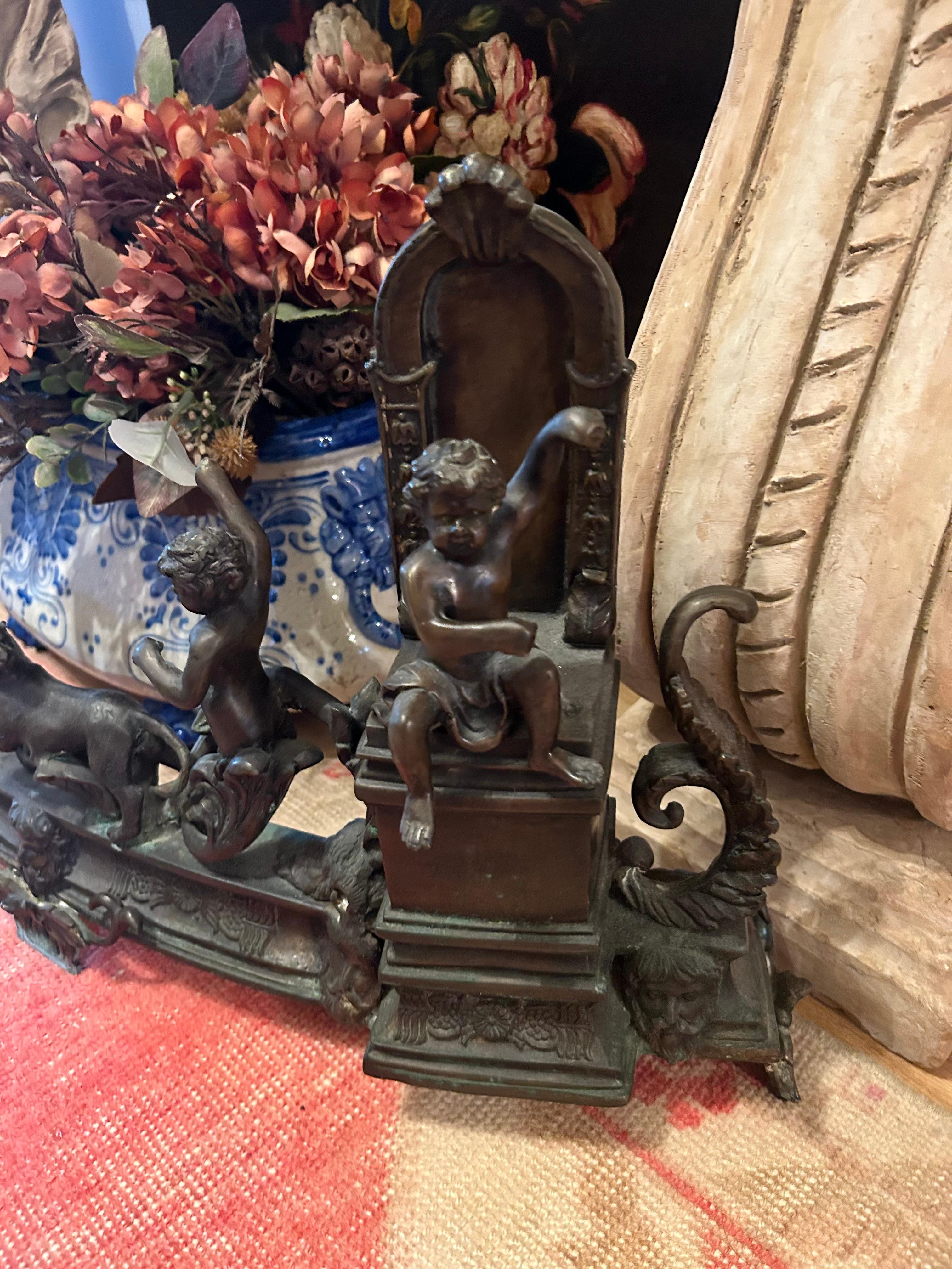 Magnifico parafuoco in bronzo, Francia, XIX secolo in vendita 6