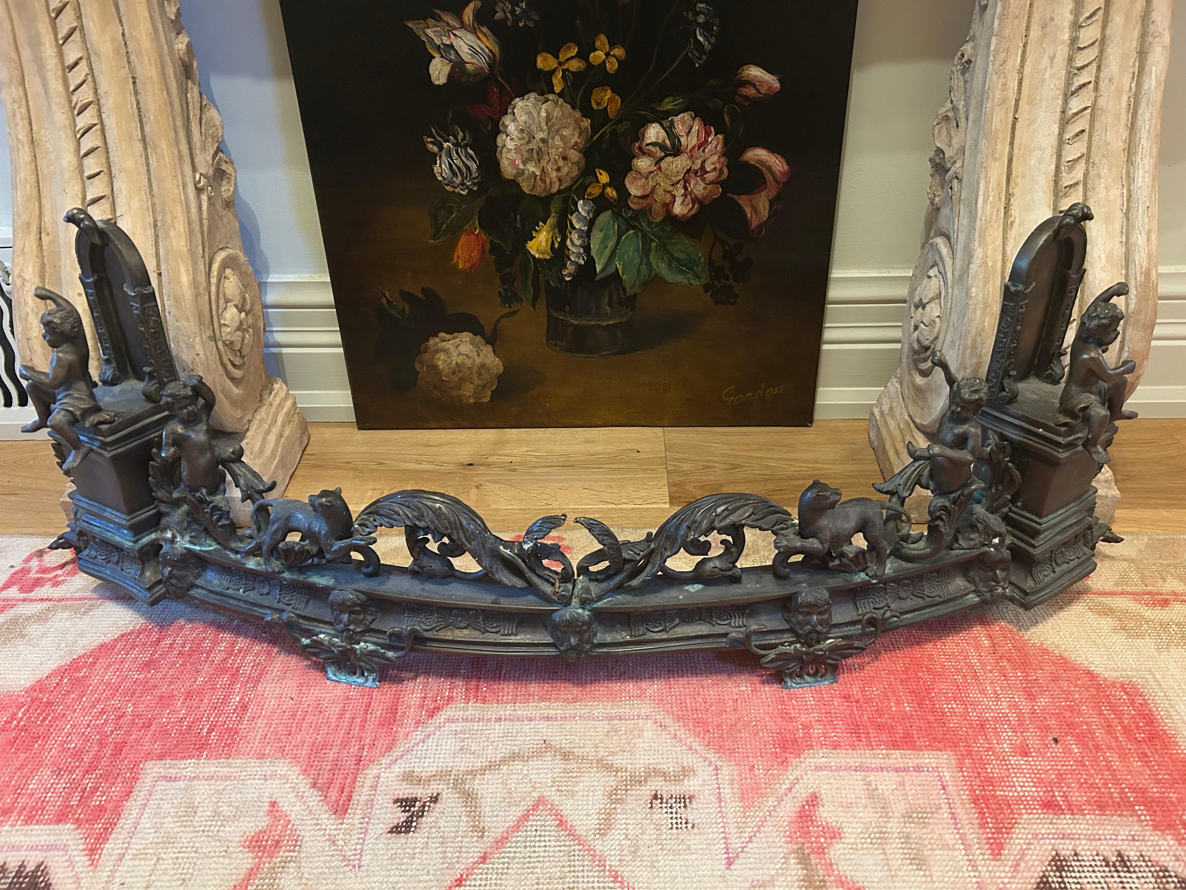 Magnifico parafuoco in bronzo, Francia, XIX secolo in vendita 8