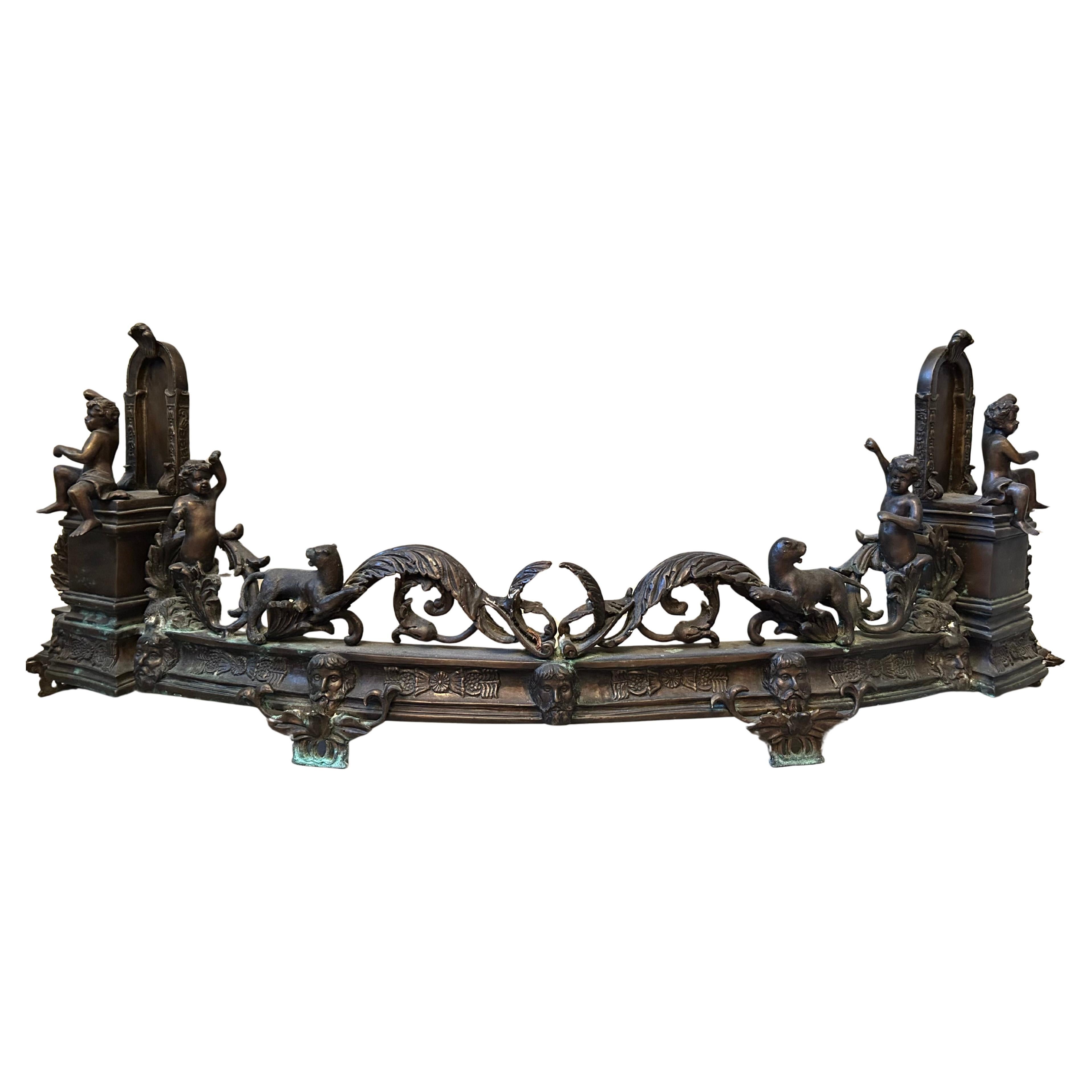 Magnifico parafuoco in bronzo, Francia, XIX secolo