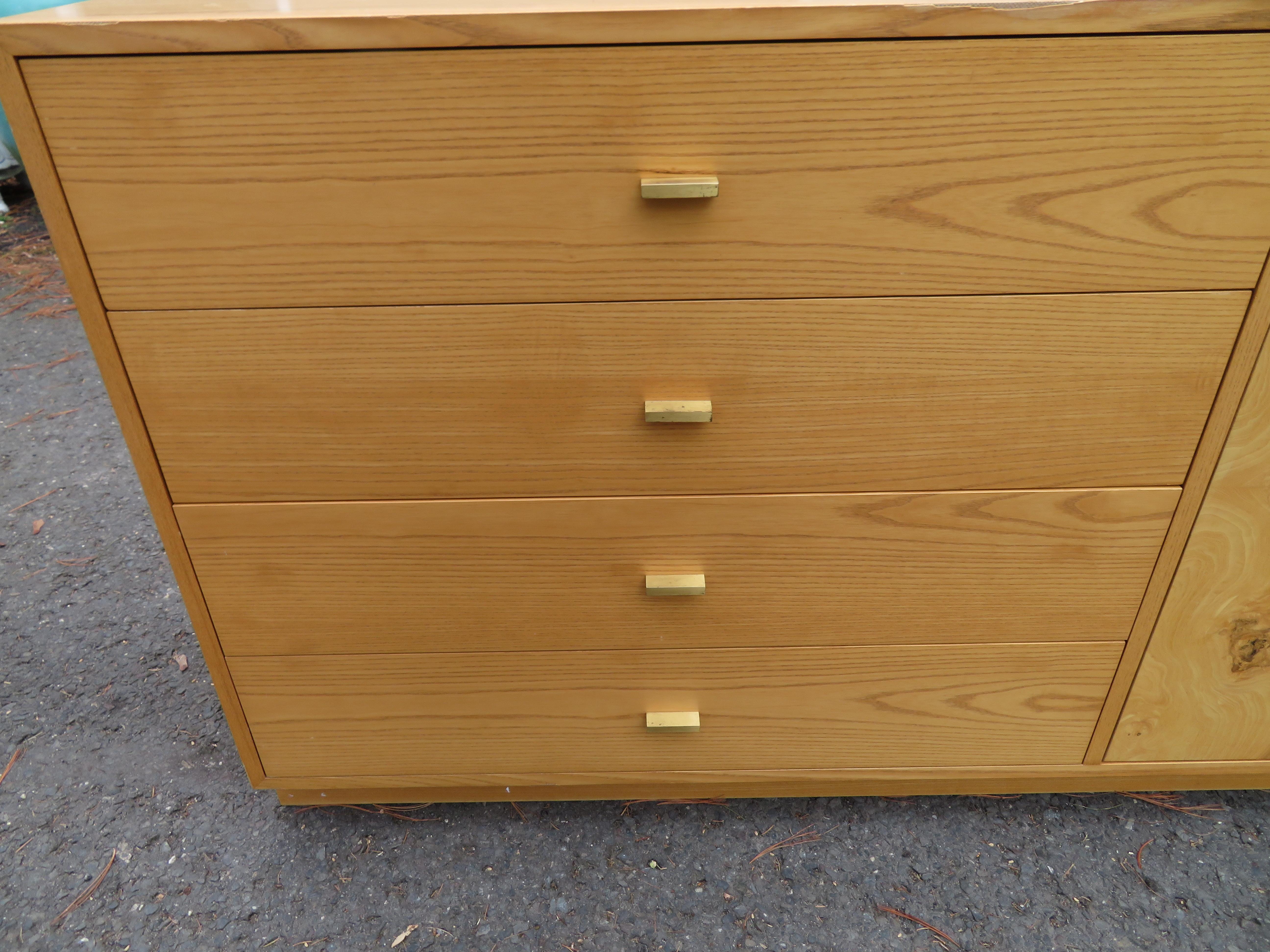 Brass Magnificent Burl Harvey Probber Credenza Mid-Century Modern For Sale