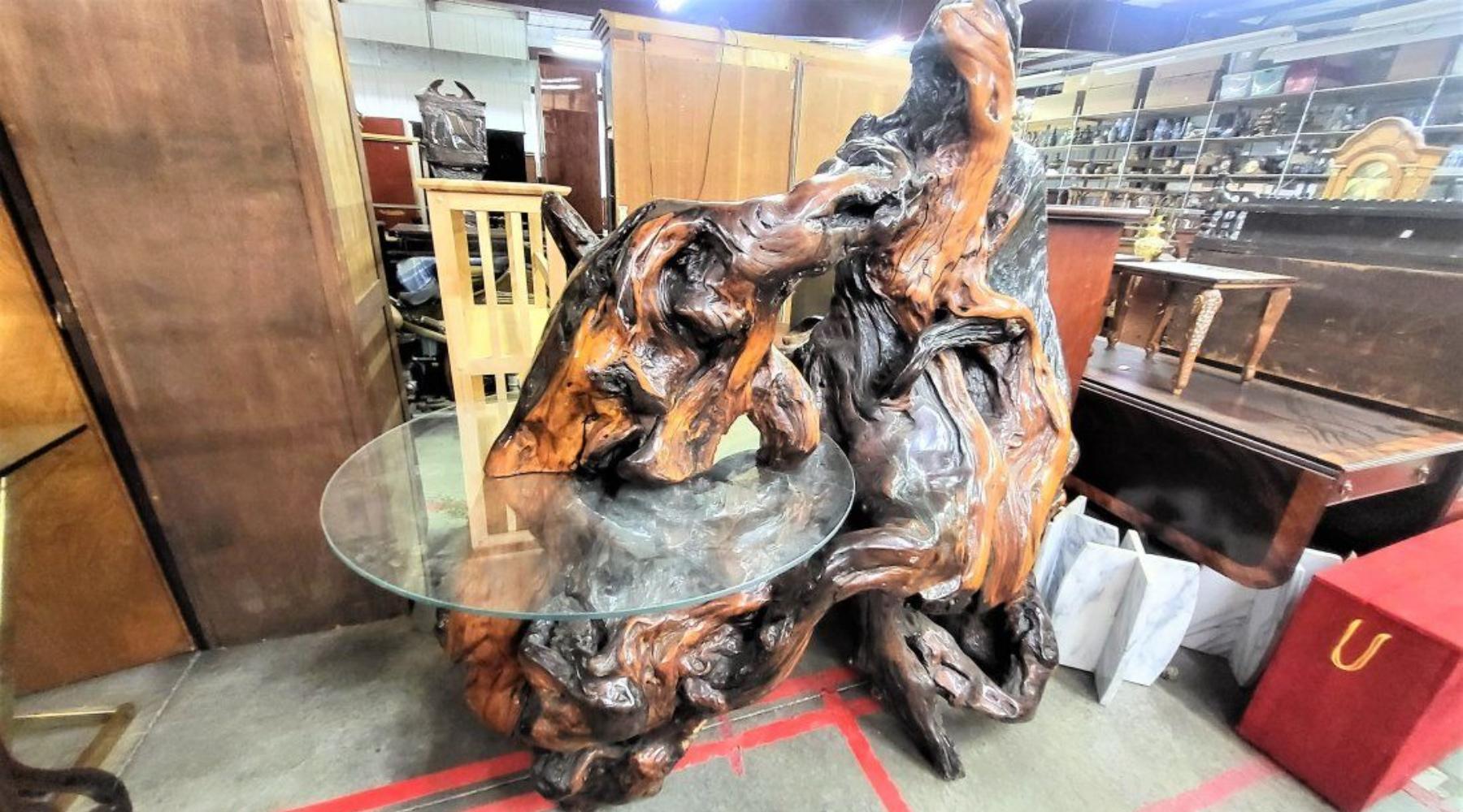 Magnificent Burl Wood Sculpture Table For Sale 1