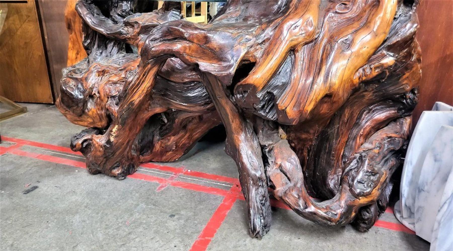 Magnificent Burl Wood Sculpture Table For Sale 3