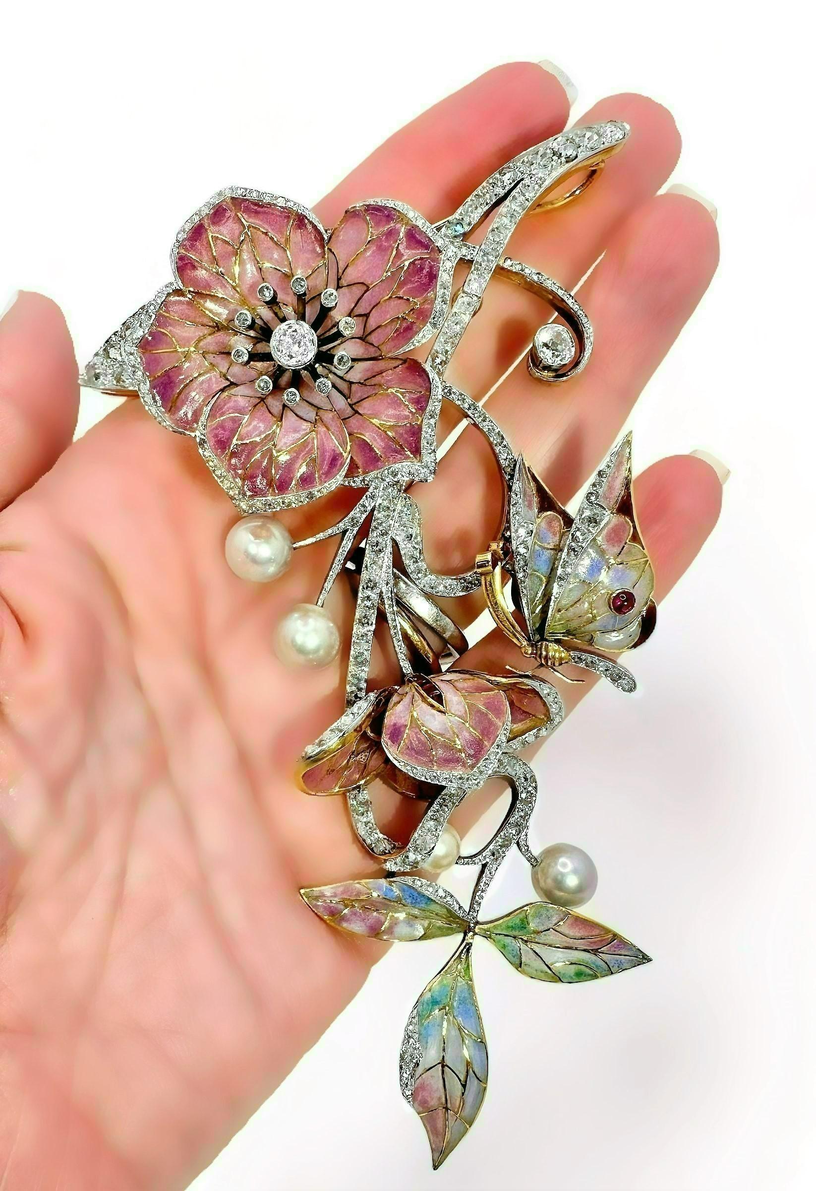 Magnificent Butterfly on a Branch Vintage Art Nouveau Style Brooch 2