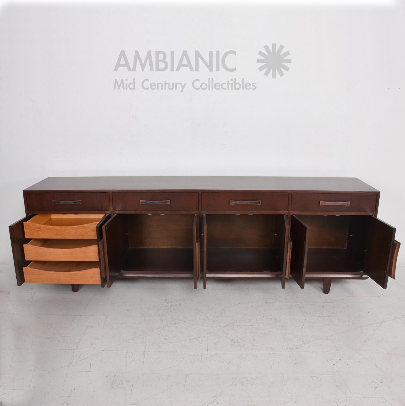 Late 20th Century Magnificent CAL MODE Credenza Stunning Sculptural Inlay Pulls California, 1970s