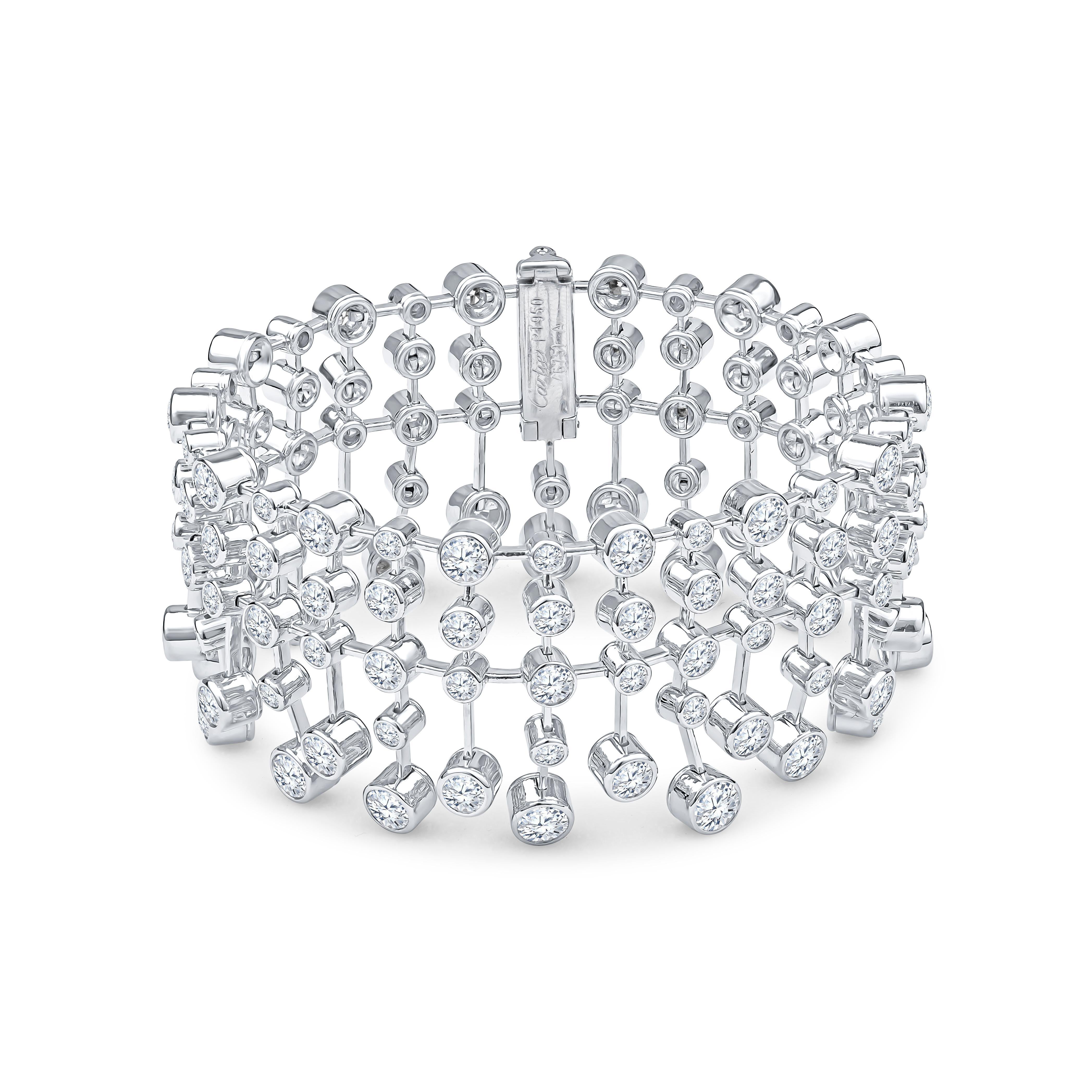 Prächtiges Cartier Diamant-Platin-Tennisarmband im Zustand ��„Hervorragend“ in Feasterville, PA