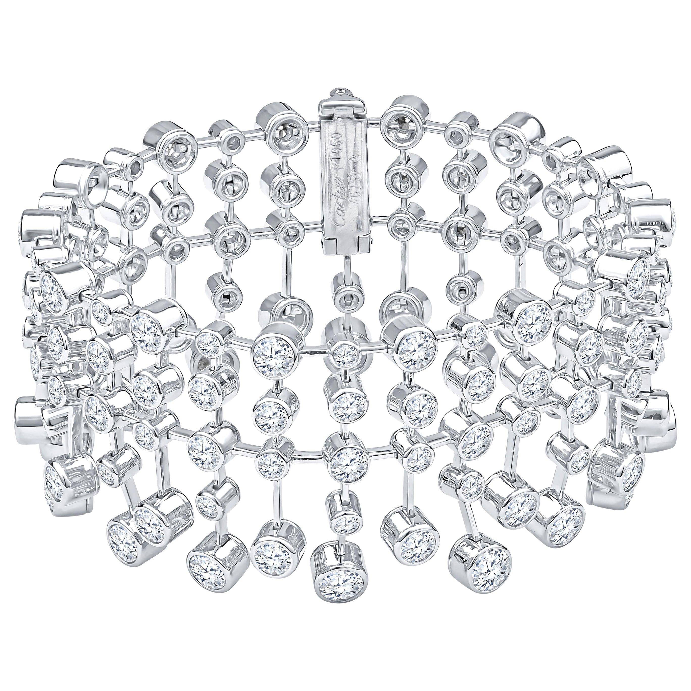 Magnificent Cartier Diamond Platinum Tennis Bracelet For Sale
