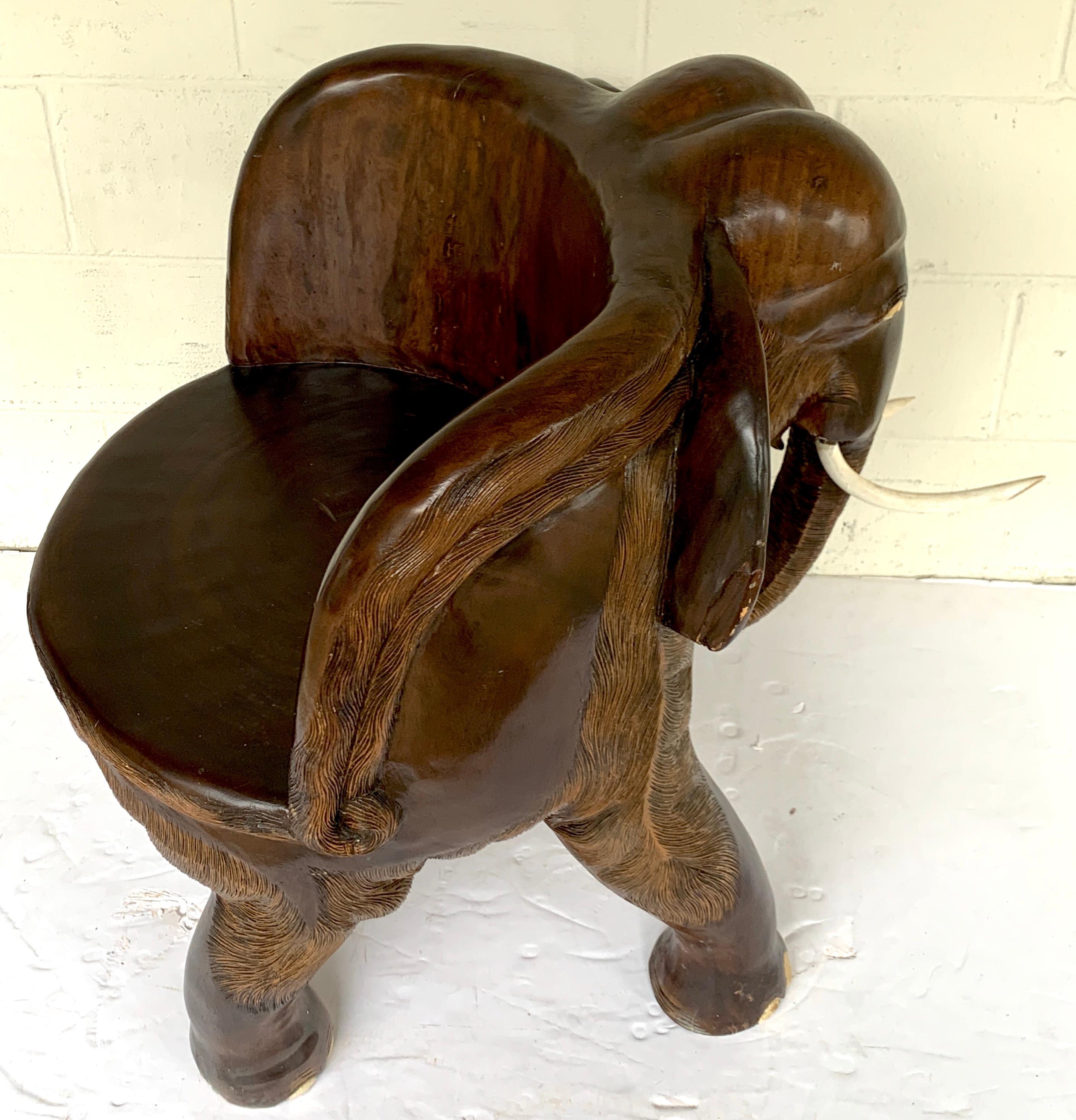 Anglo-Indian Magnificent Carved Hardwood Elephant Chair