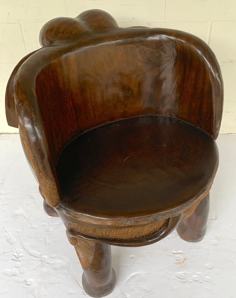 Magnificent Carved Hardwood Elephant Chair For Sale 2