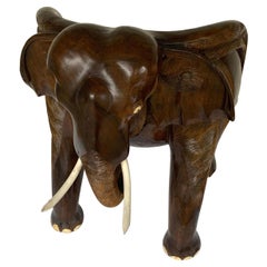 Magnificent Carved Hardwood Elephant Chair