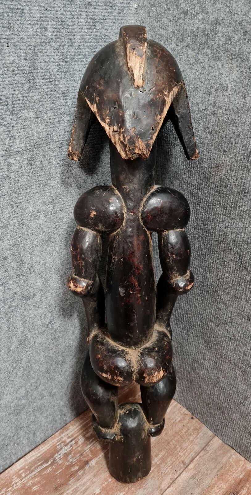 Magnificent Central African Carved Exotic Wood Statue, circa 1900 -1X25 For Sale 2