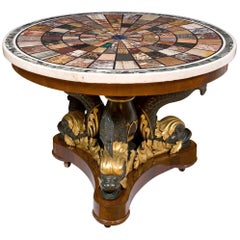 Antique Magnificent Center Table, Top Signed by Fratelli Blasi at Rome in 1827