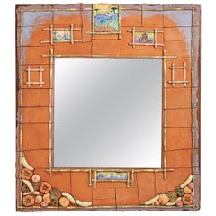 Massive Magnificent Ceramic Mirror (68 " Tall) by Alain Girel for Hermes, 1994 