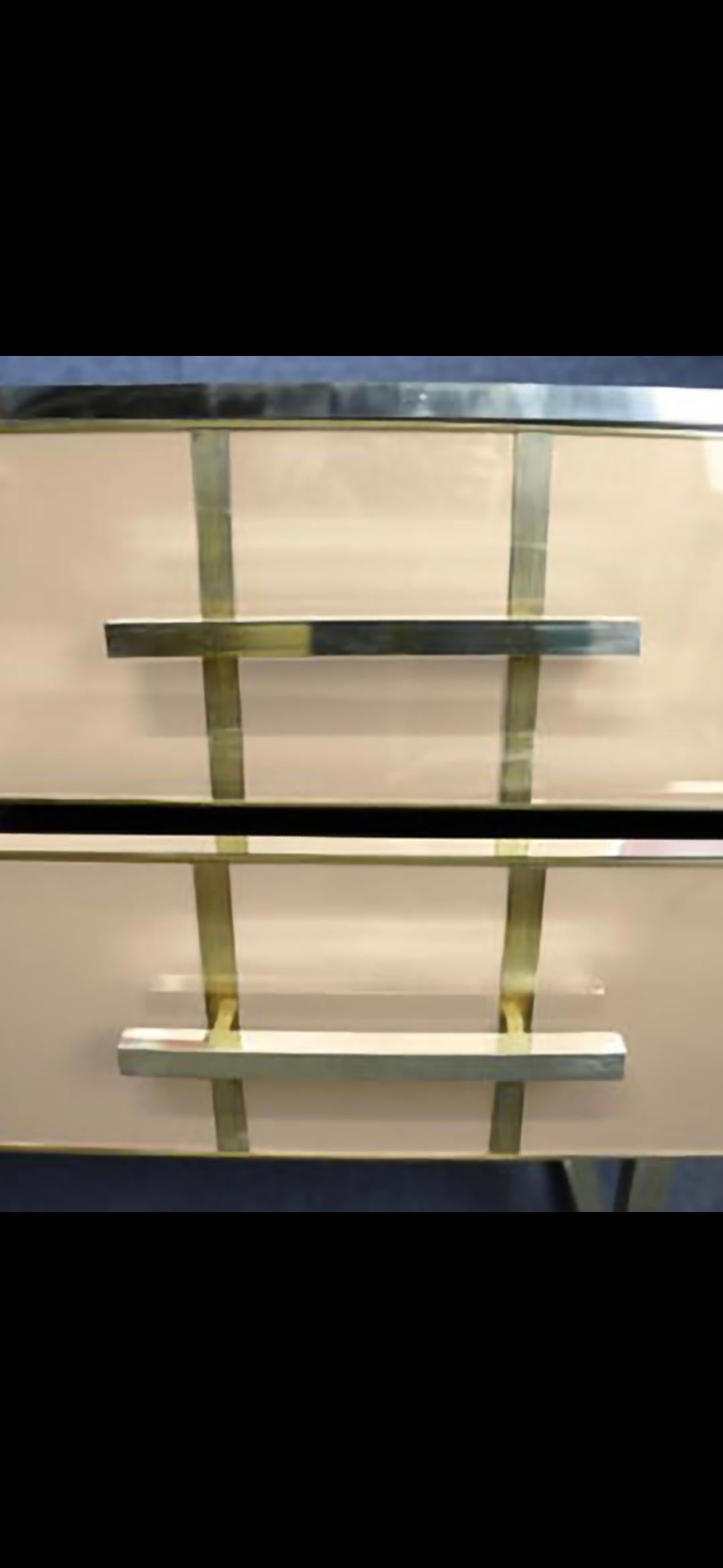 Contemporary Magnificent Chest of Drawers with Ivory Murano Glass & Brass Fittings Available For Sale