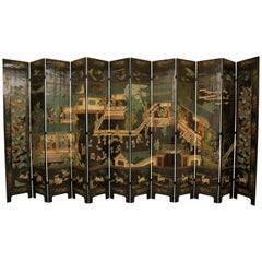 Magnificent Chinese 12-Panel Coromandel Screen