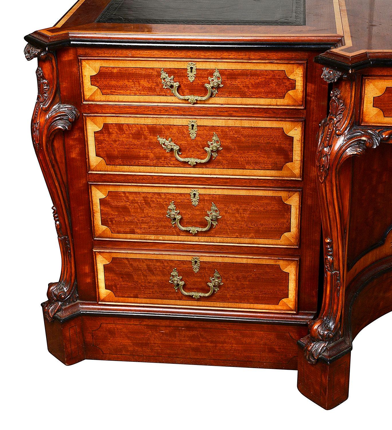 English Magnificent Chippendale style partners desk. For Sale