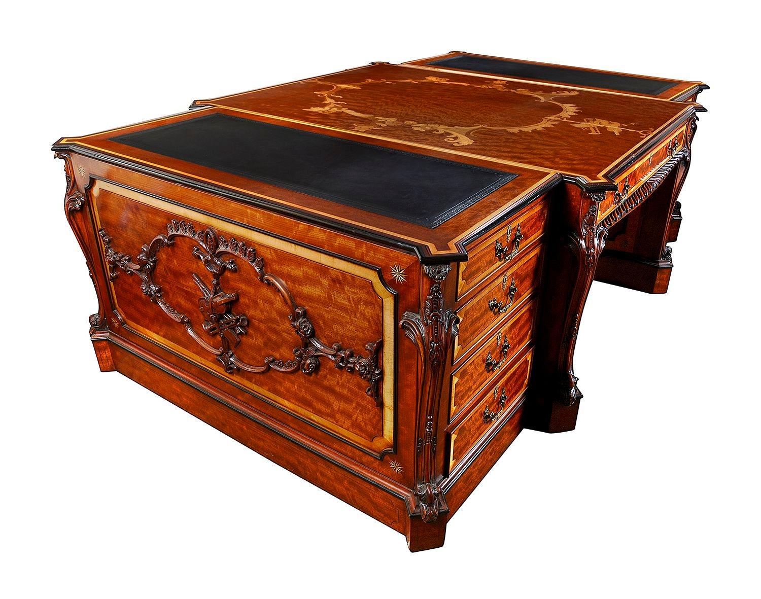 20th Century Magnificent Chippendale style partners desk. For Sale