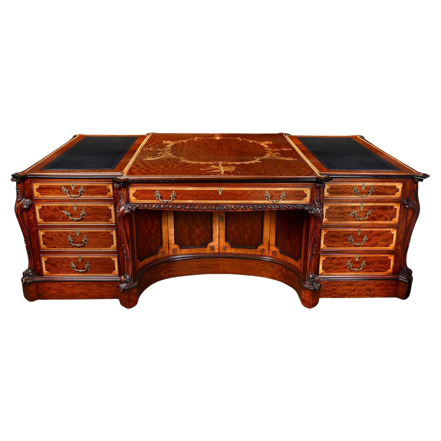 Magnificent Chippendale style partners desk. For Sale