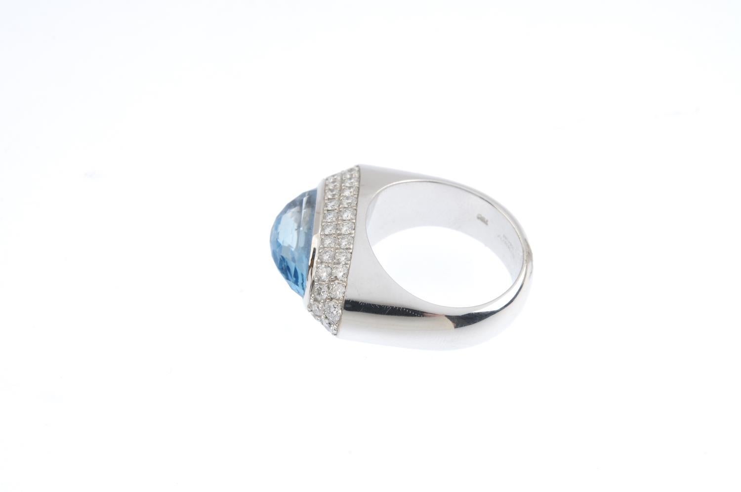 Magnificent Chopard White Gold Blue Topaz and Diamond Engagement / Cocktail Ring For Sale 1