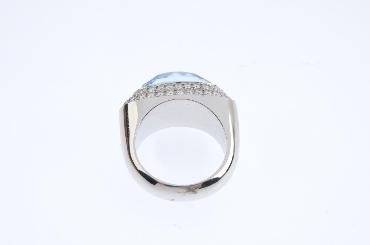 Magnificent Chopard White Gold Blue Topaz and Diamond Engagement / Cocktail Ring For Sale 2