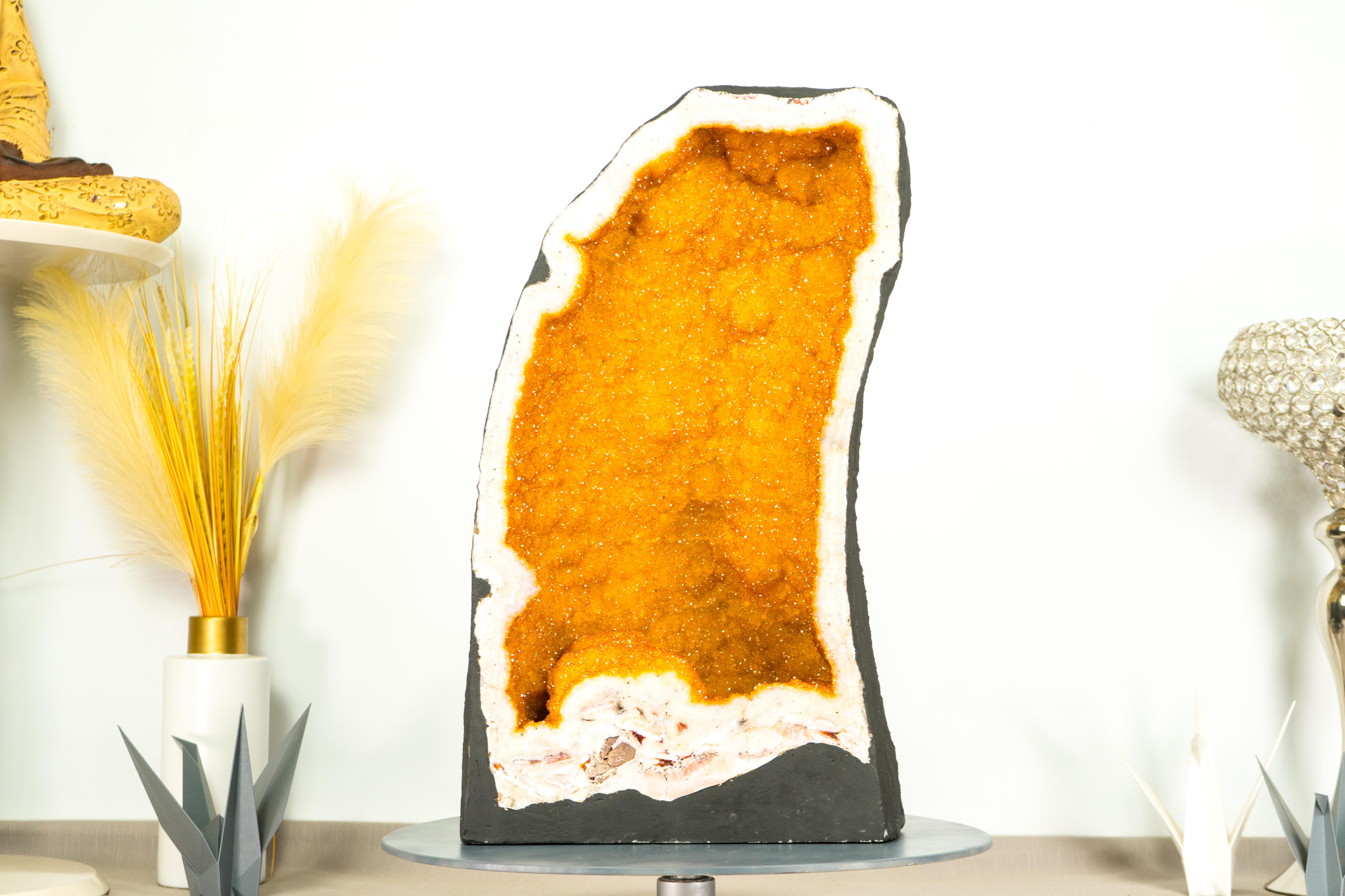Magnificent Citrine Geode with World-Class Golden Yellow Sparkly Druzy For Sale 1