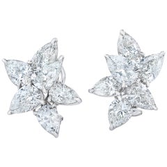 Magnificent Cluster Pear Shape Diamond Earrings