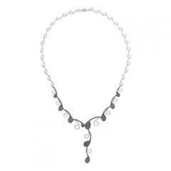 Magnificent Cognac Diamond Fine Jewellery White Gold Necklace 18K Gold For Her