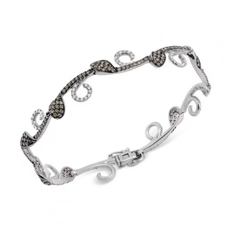 Modern Magnificent Cognac Diamond Fine Jewellery White Gold Tennis Bracelet for Her For Sale
