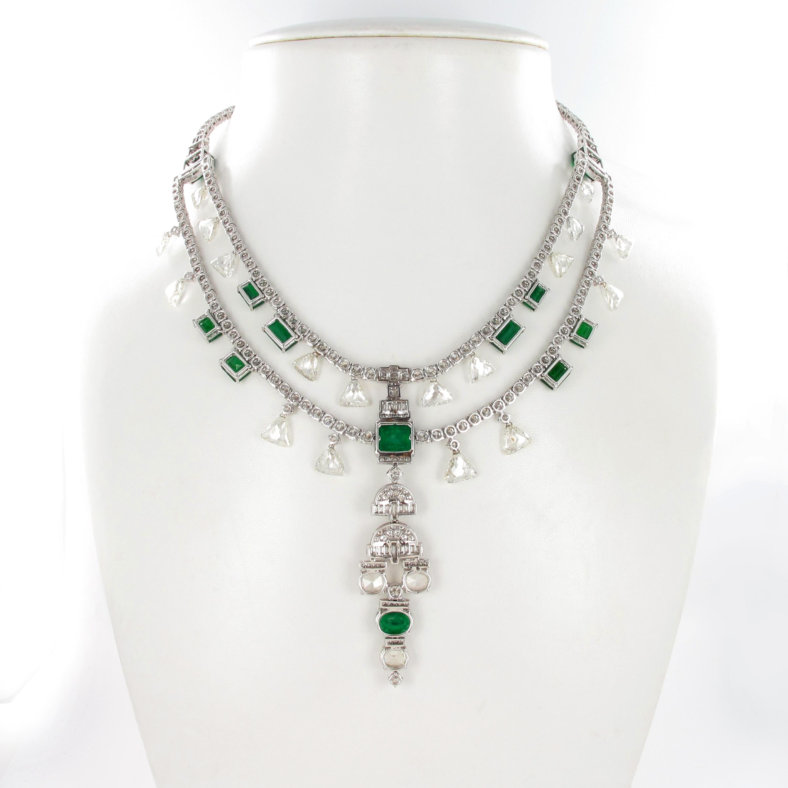 diamond necklace with emerald stone
