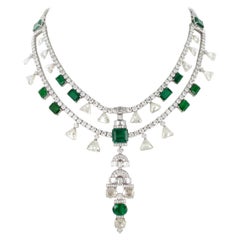 Vintage Magnificent Colombian Emerald and Diamond Necklace