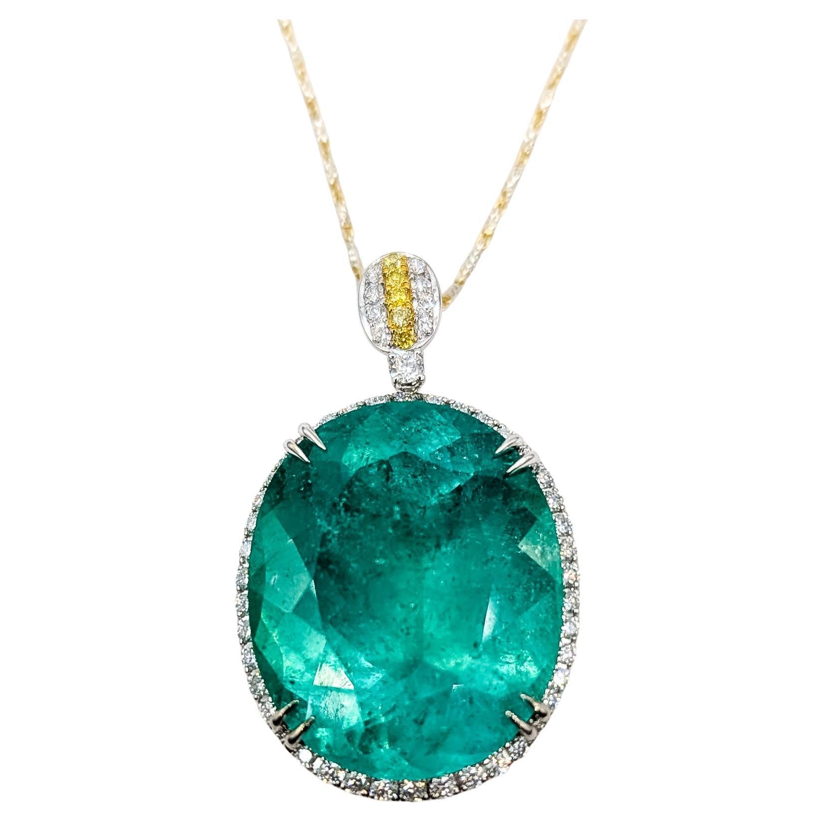 Prächtige kolumbianische Smaragd 
Diamant Halskette in 18k