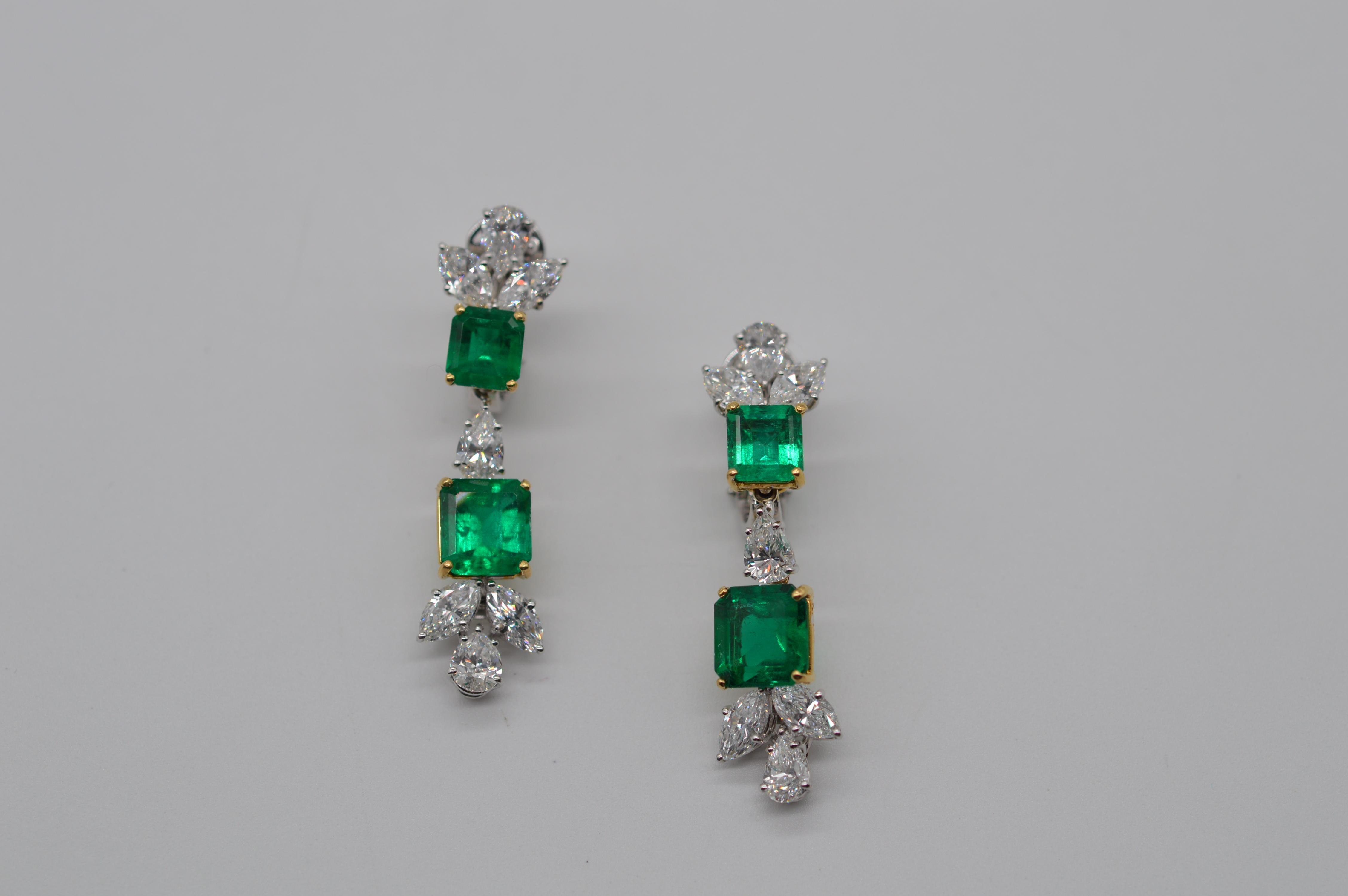 Magnificent Colombian Emerald & Diamonds Set in 18K White & Yellow Gold Unworn In New Condition For Sale In Geneva, CH