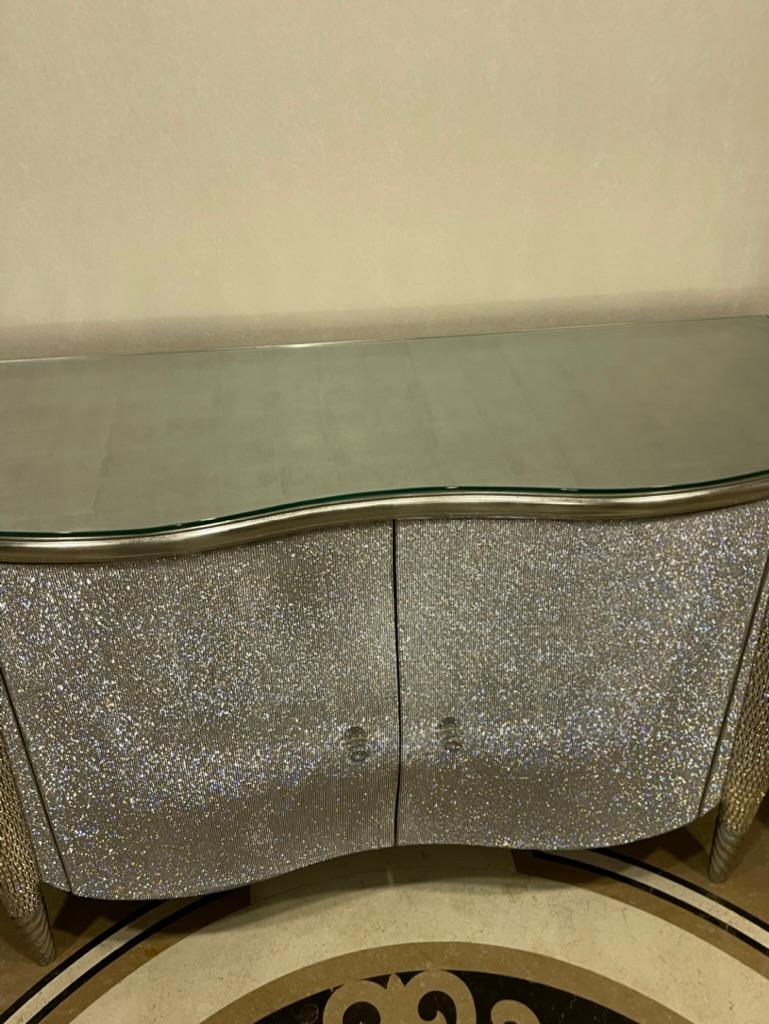 Italian Colombostile Cabinet with Full Swarovski Crystals, Handmade in Italy For Sale