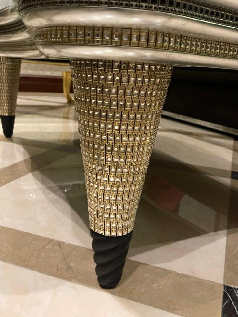 Contemporary Colombostile Dining Table with Swarovski Crystals, Handmade In Italy For Sale