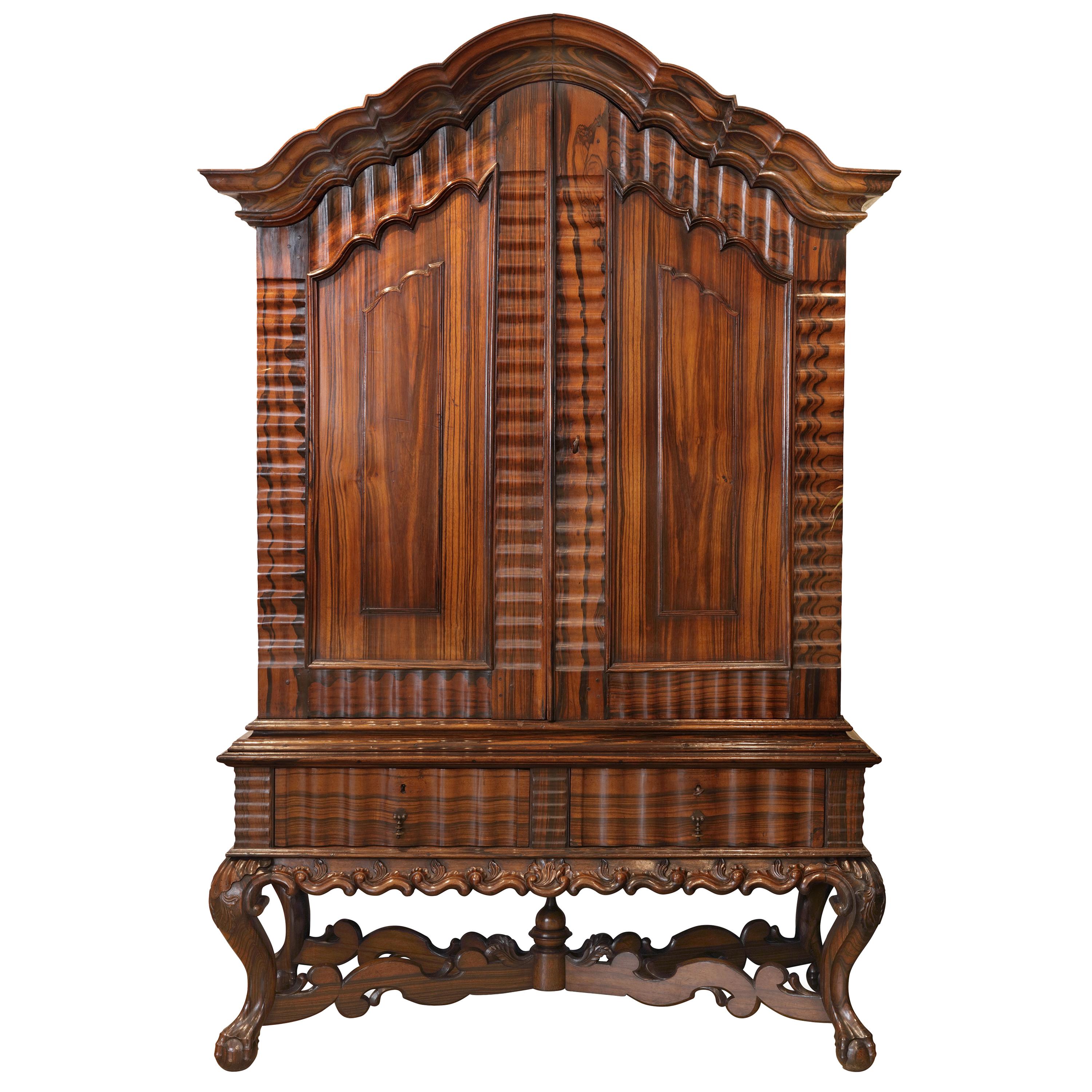 Magnificent Colonial Coromandel Wood Cabinet on Stand, Sri Lanka, 18th Century