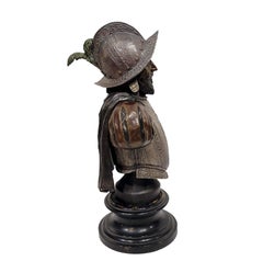 Magnificent Conquistador Bronze and Sterling Silver Bust
