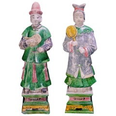 Magnificent Court Attendants in Terracotta - Ming Dynasty, China 1368-1644 AD TL