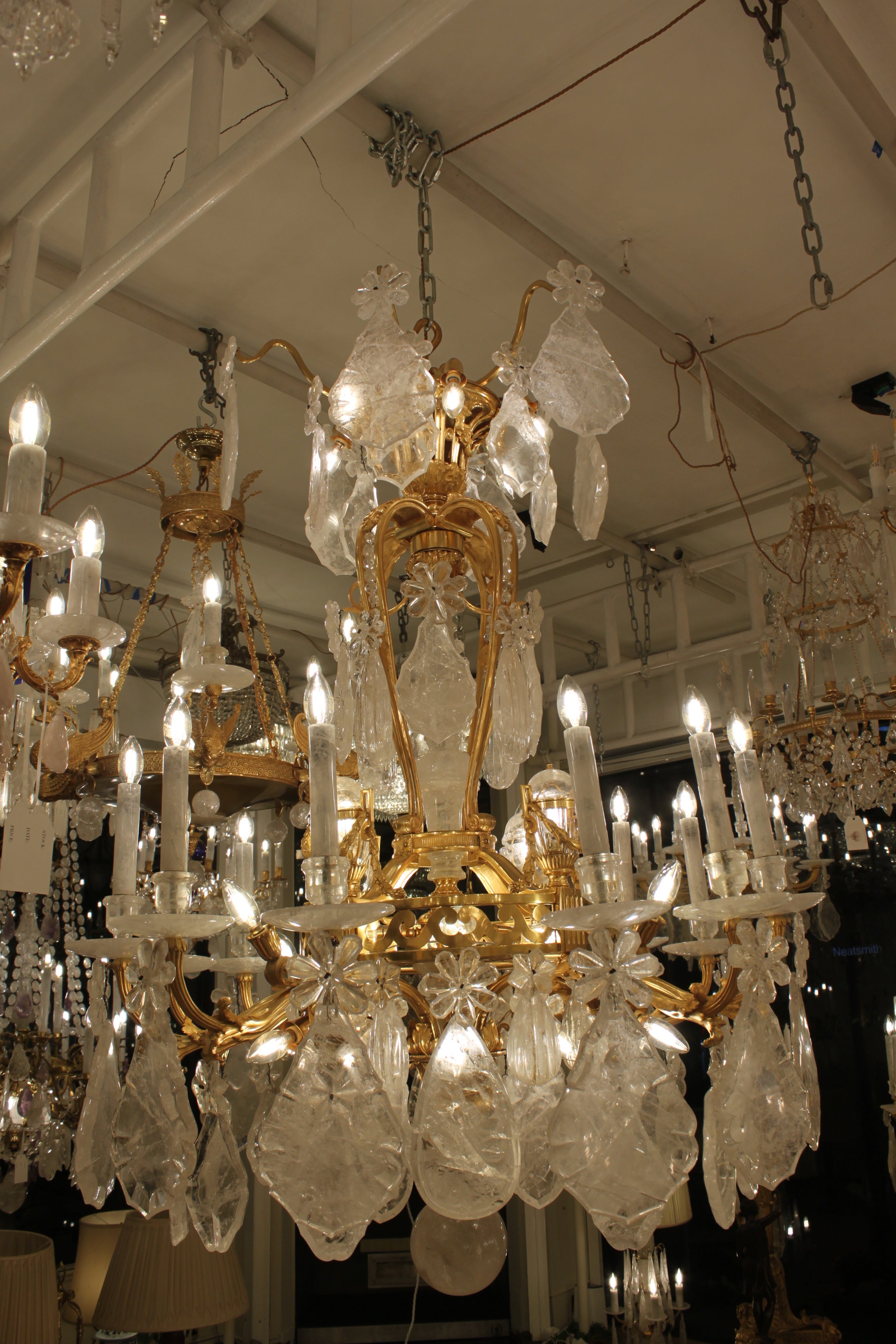  19th Century French Bronze and Rock Crystal Chandelier Candles 12 
