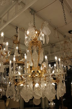 Magnificent Crowned French Bronze and Rock Crystal  Chandelier with Candles 12 