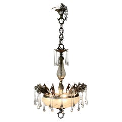 Magnificent Crystal Arts and Crafts Bowl Chandelier  A superb piece