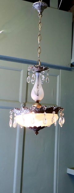Magnificent Crystal Arts and Crafts Bowl Chandelier