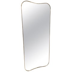 Magnificent Curved Rectangular Midcentury Italian Brass Mirror