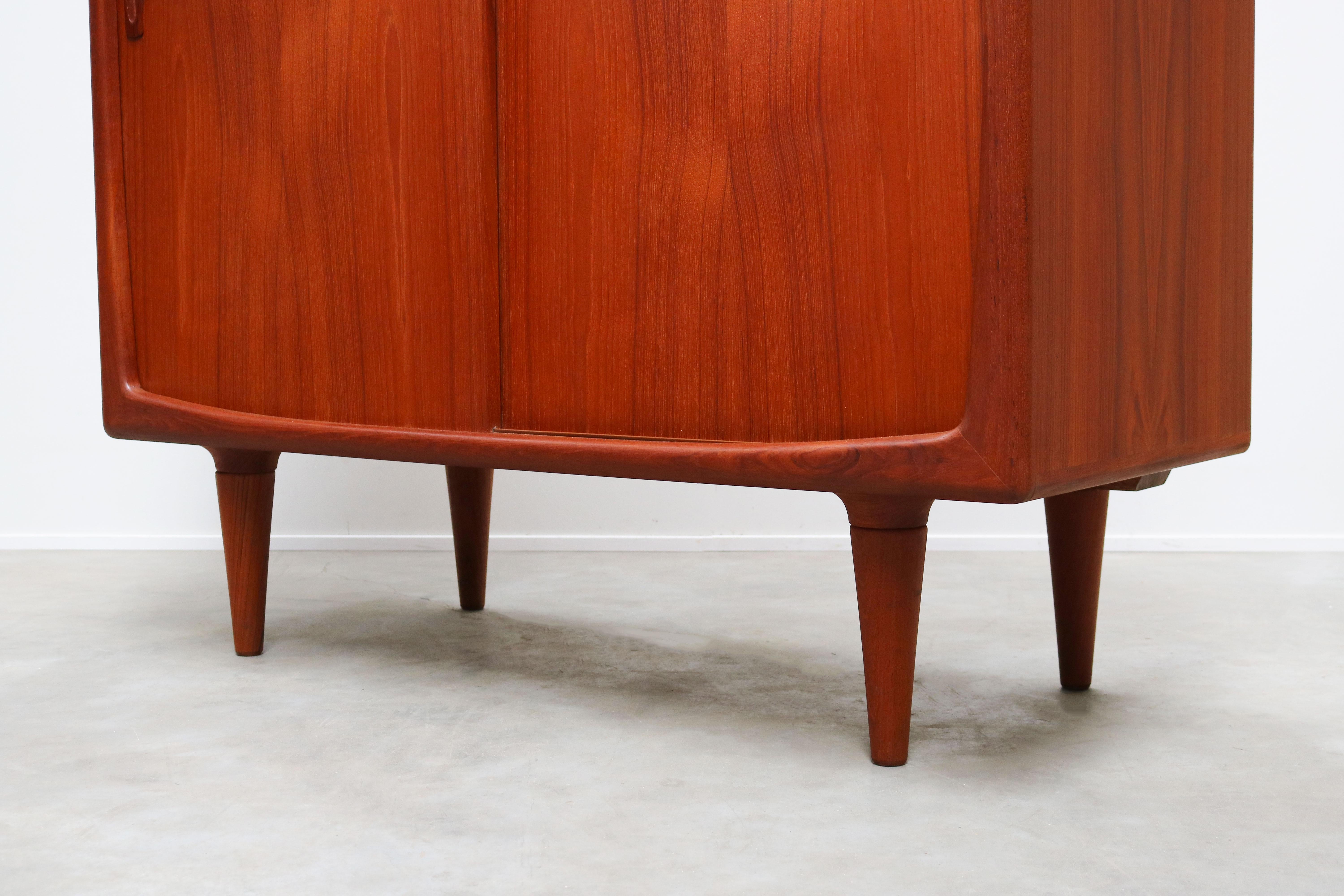 Magnificent Danish Highboard or Cabinet in Sculpted Teak by H.P. Hansen in 1950s 5