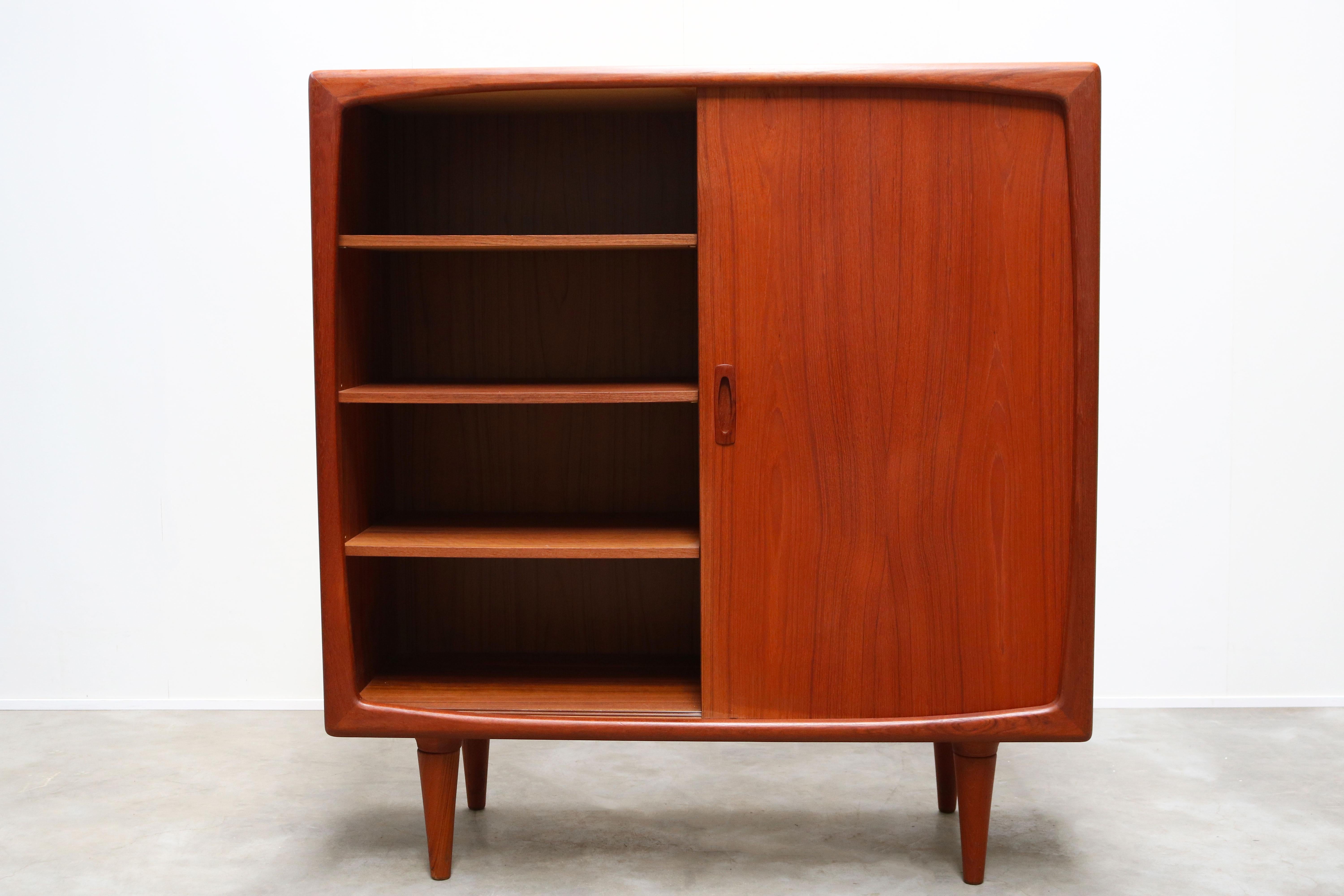 Magnificent Danish Highboard or Cabinet in Sculpted Teak by H.P. Hansen in 1950s 1