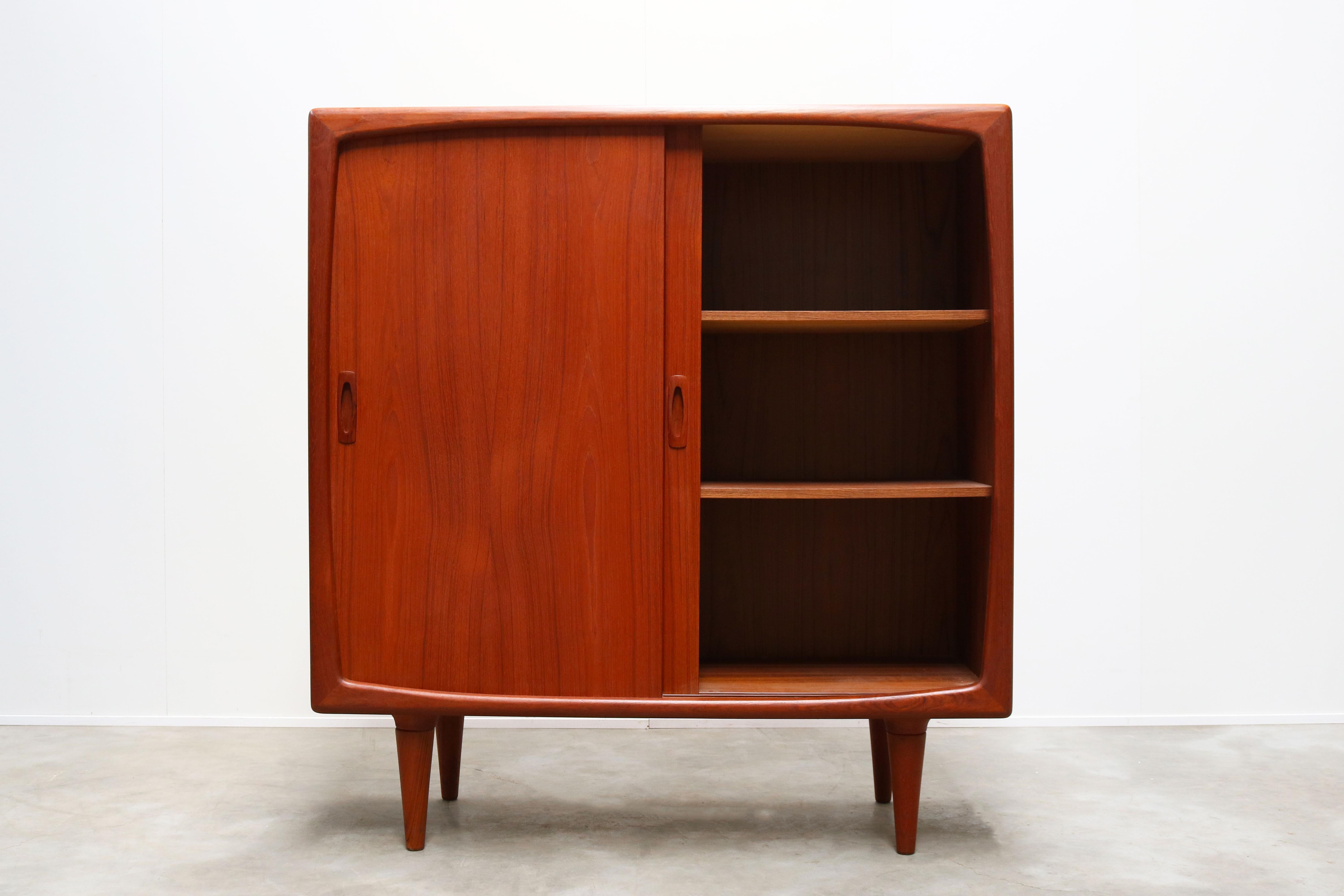 Magnificent Danish Highboard or Cabinet in Sculpted Teak by H.P. Hansen in 1950s 2