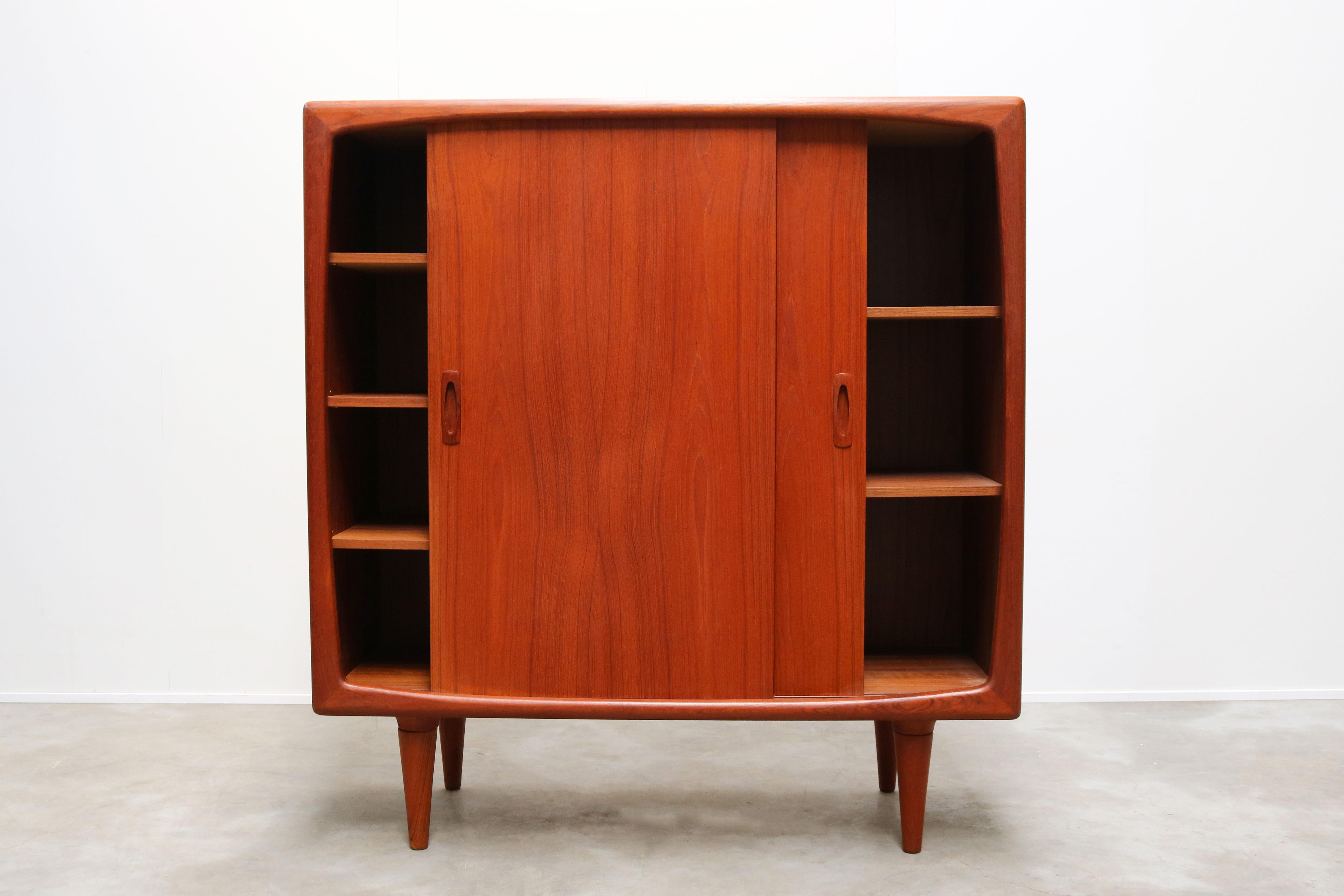 Magnificent Danish Highboard or Cabinet in Sculpted Teak by H.P. Hansen in 1950s 4