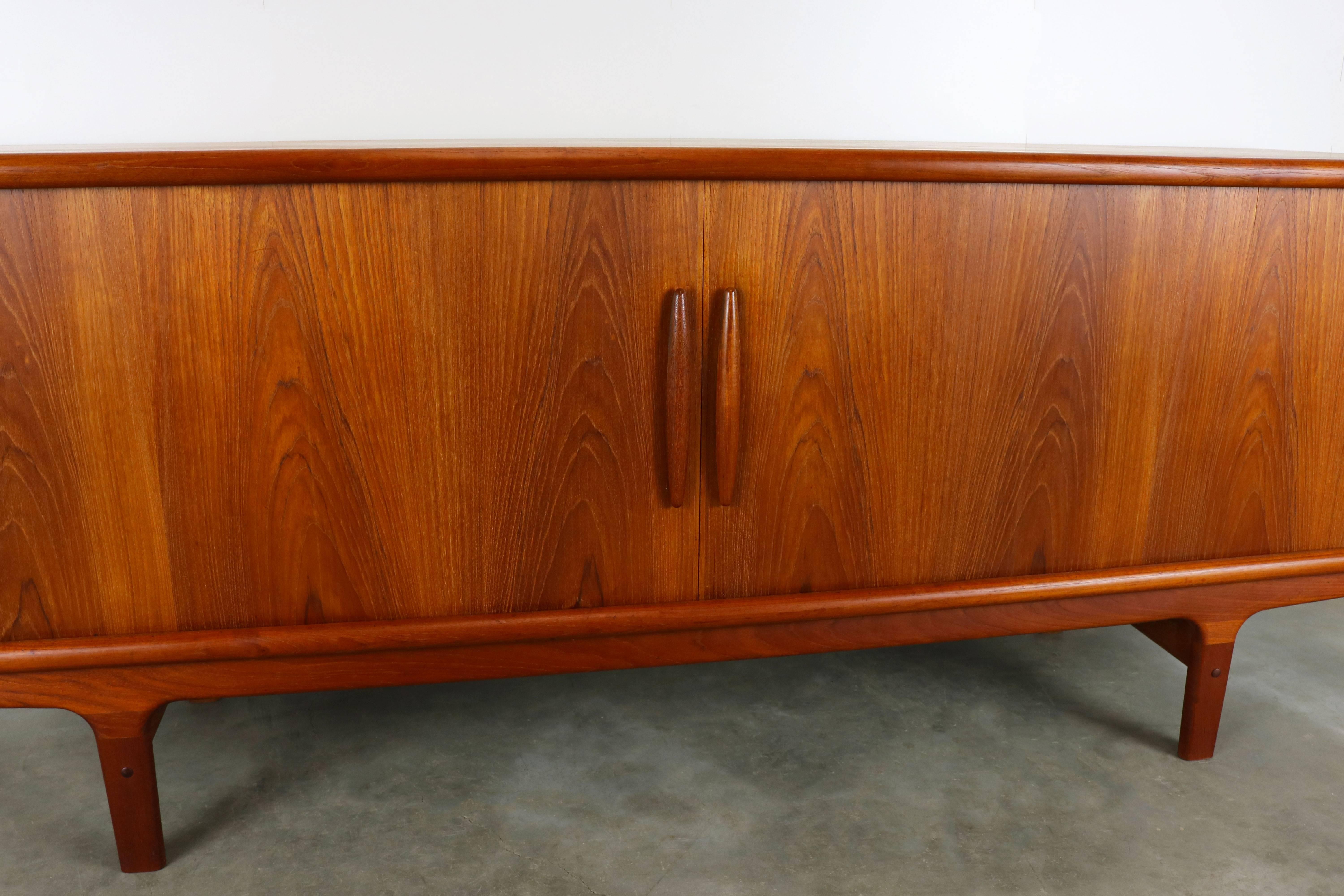 Magnificent Danish Sculpted Teak Sideboard / Credenza by Dyrlund Tambour Doors 7