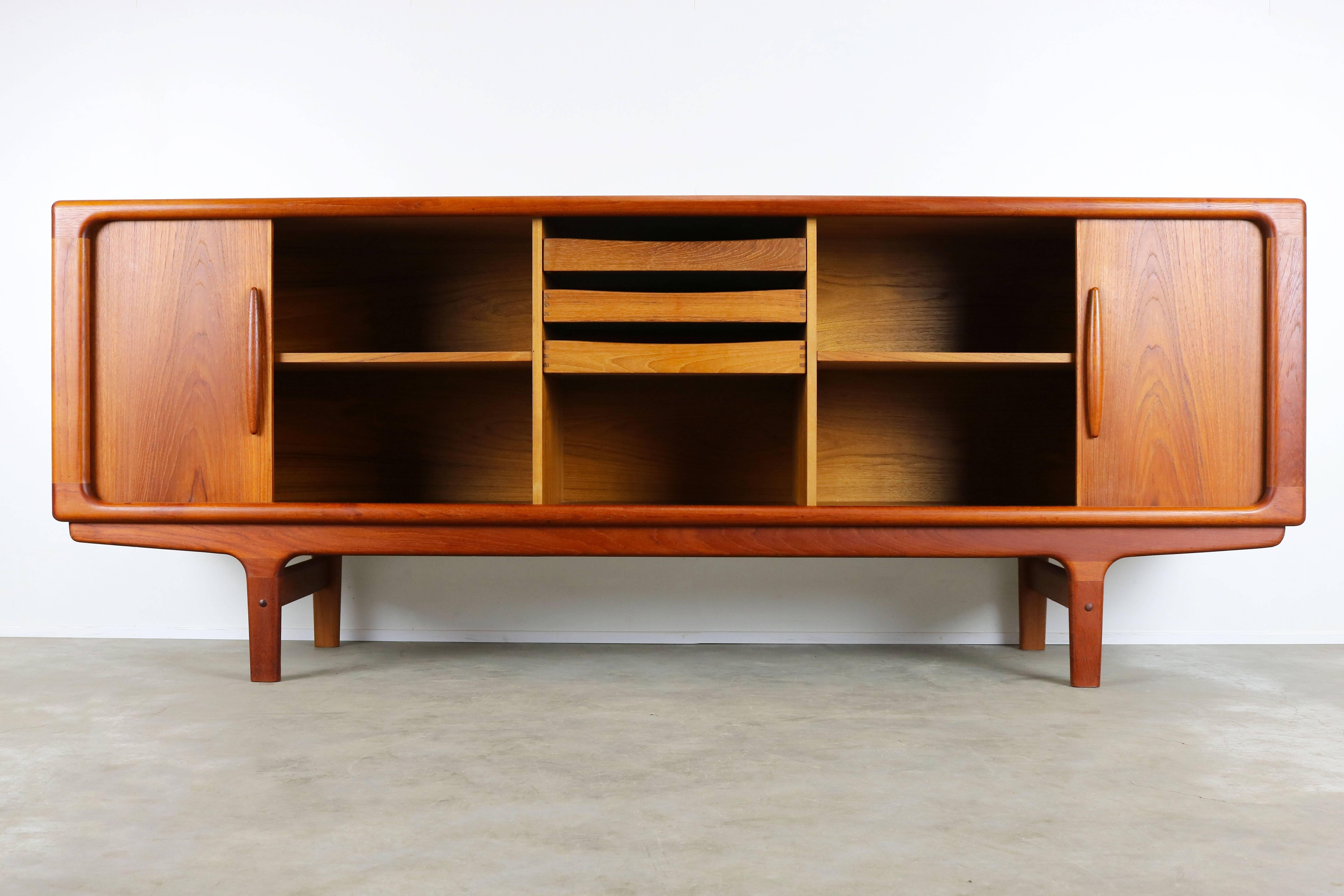 Mid-20th Century Magnificent Danish Sculpted Teak Sideboard / Credenza by Dyrlund Tambour Doors