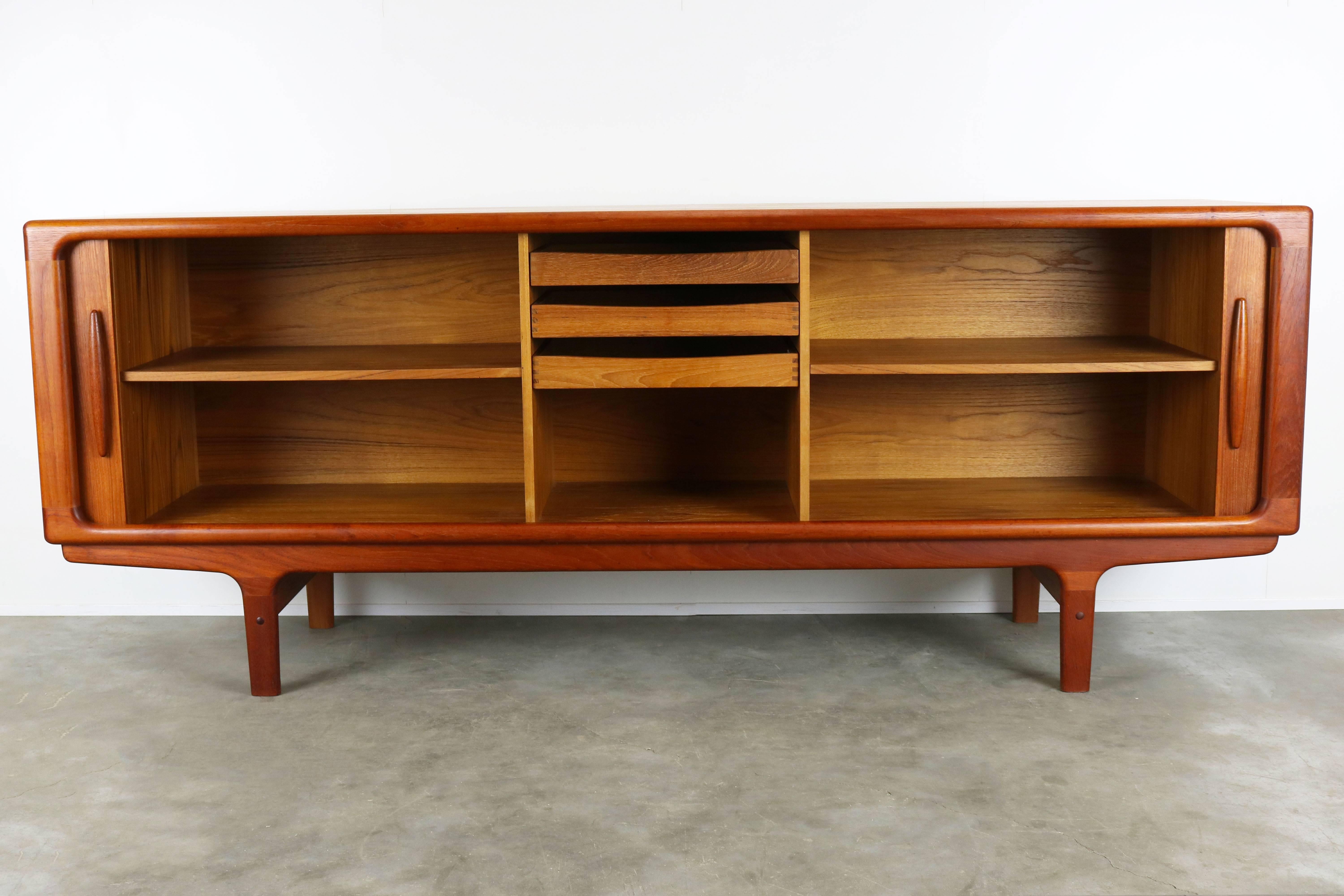 Magnificent Danish Sculpted Teak Sideboard / Credenza by Dyrlund Tambour Doors 1